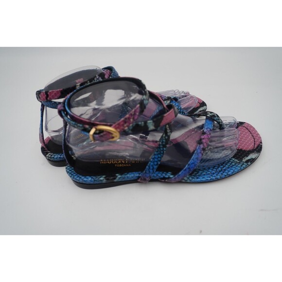 Marion Parke Toscana Harvey Python Snakeskin Indigo Strappy Sandals Size 8.5/39 - Picture 2 of 16